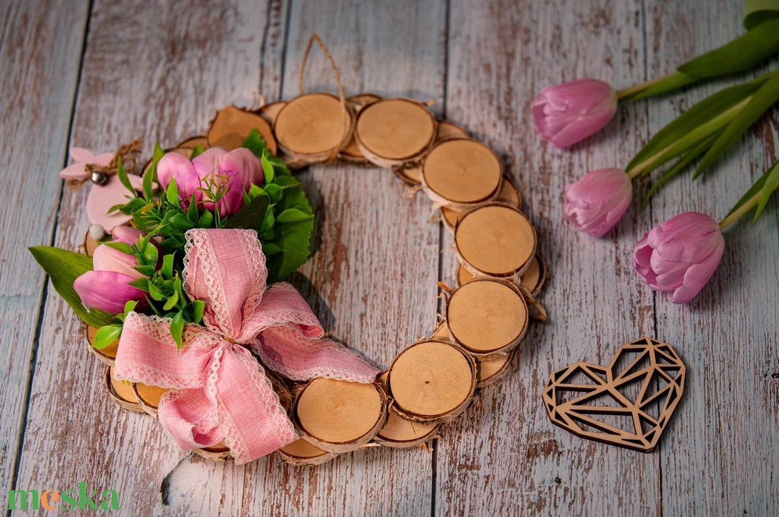 Tavaszi tulipános, nyuszis ajtódísz, kopogtató - otthon & életmód - dekoráció - ajtó- és ablak dekoráció - ajtódísz & kopogtató - Meska.hu