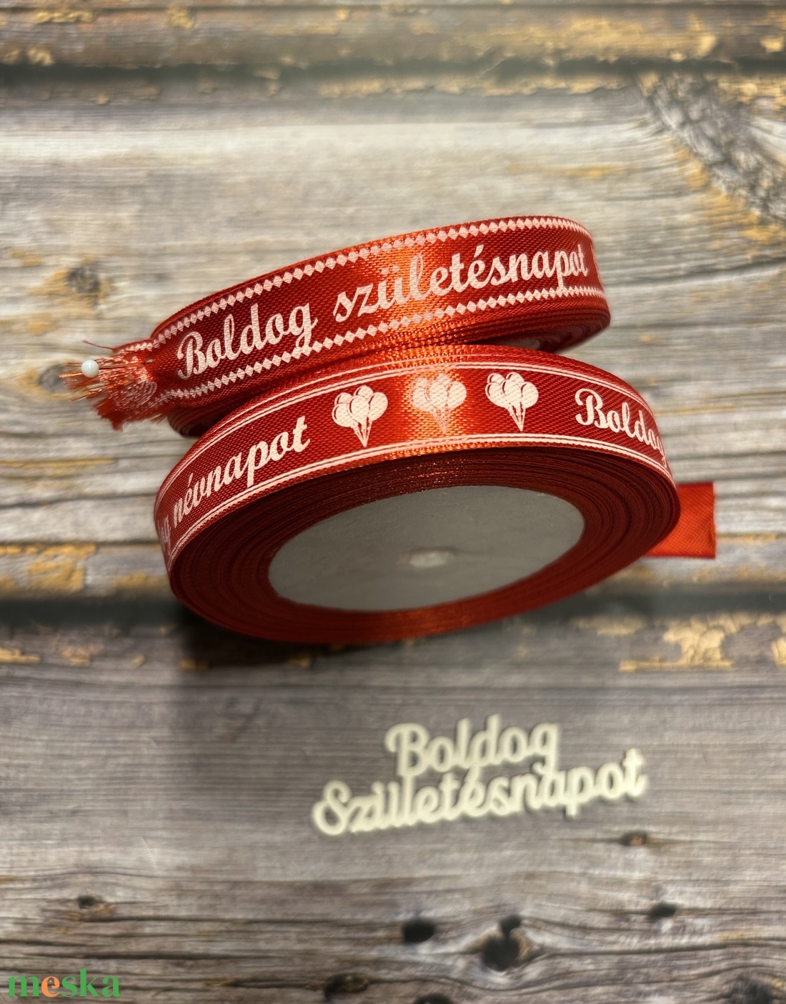 Boldog születésnapot és Boldog névnapot szalagok - kellékek & szerszámok - rövidáru - szalag, pánt - szatén szalag - Meska.hu