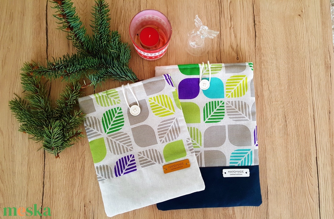 Üde levélmintás kék könyv, e-book, tablet, notebook tok - táska & tok - ebook & tablet tok - Meska.hu