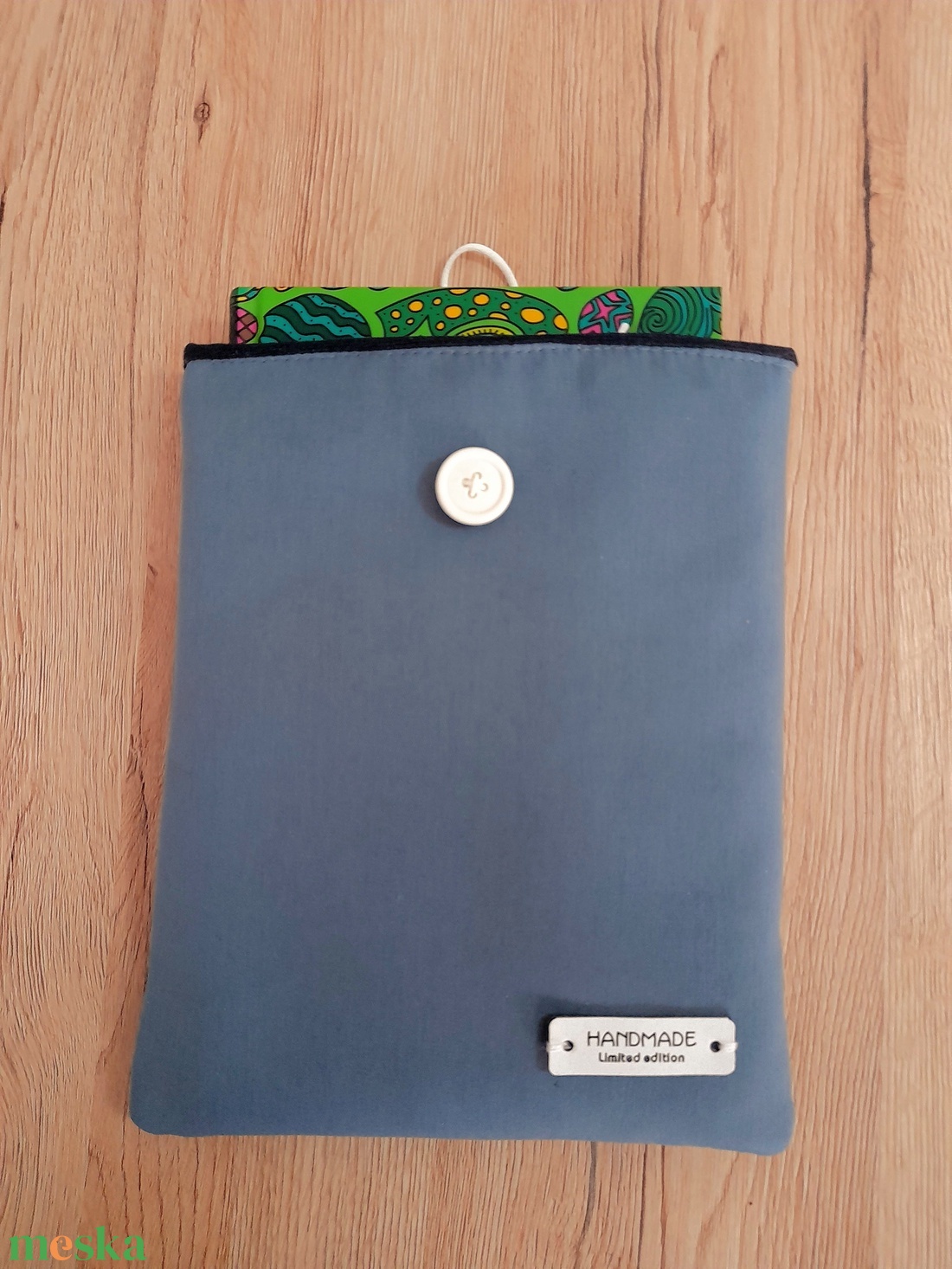Szürke/kék könyvtok, tablet, e-book, notebook tok - táska & tok - ebook & tablet tok - Meska.hu