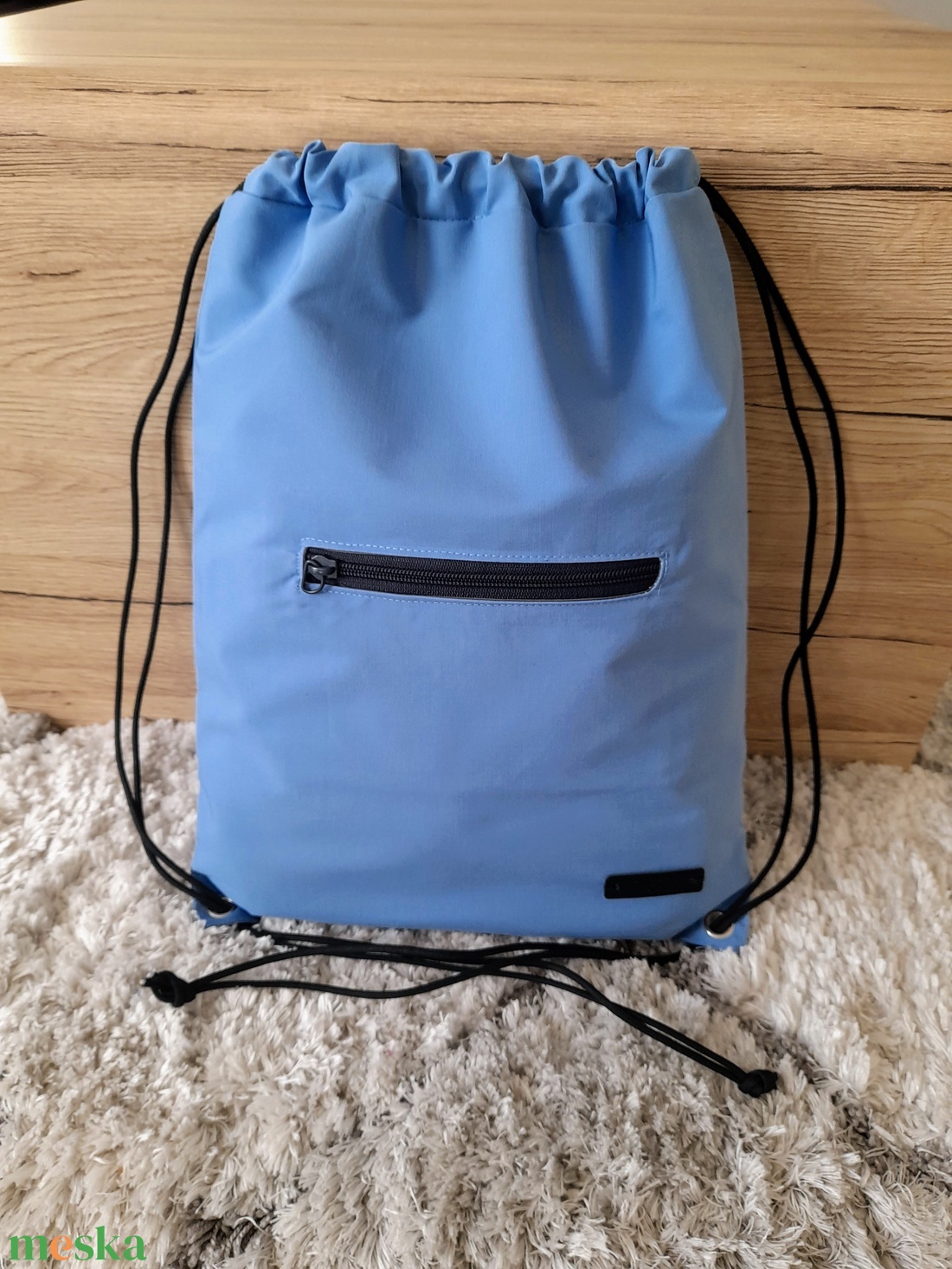 Égszínkék hátizsák két zsebbel - táska & tok - hátizsák - hátizsák - Meska.hu