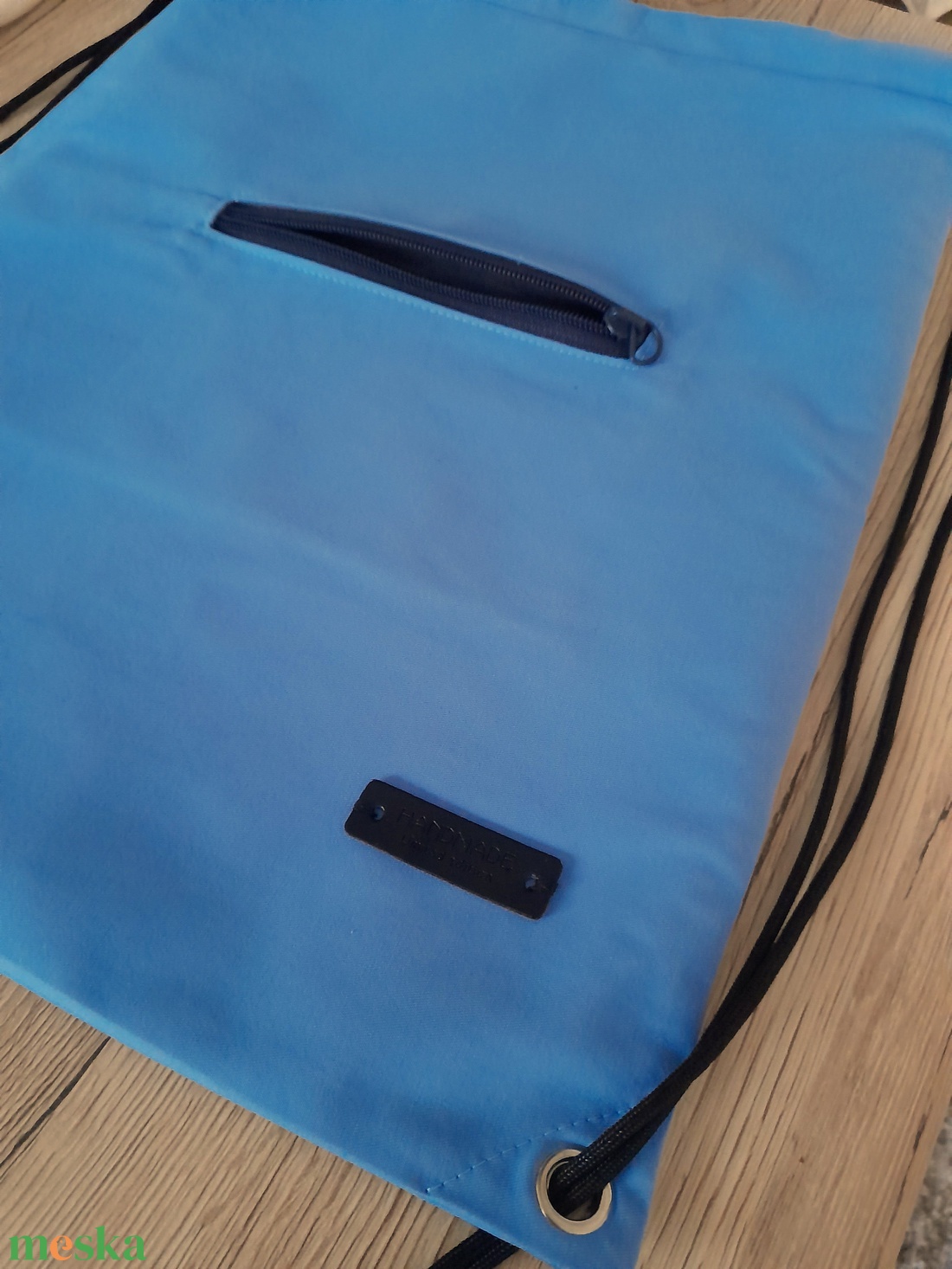 Égszínkék hátizsák két zsebbel - táska & tok - hátizsák - hátizsák - Meska.hu