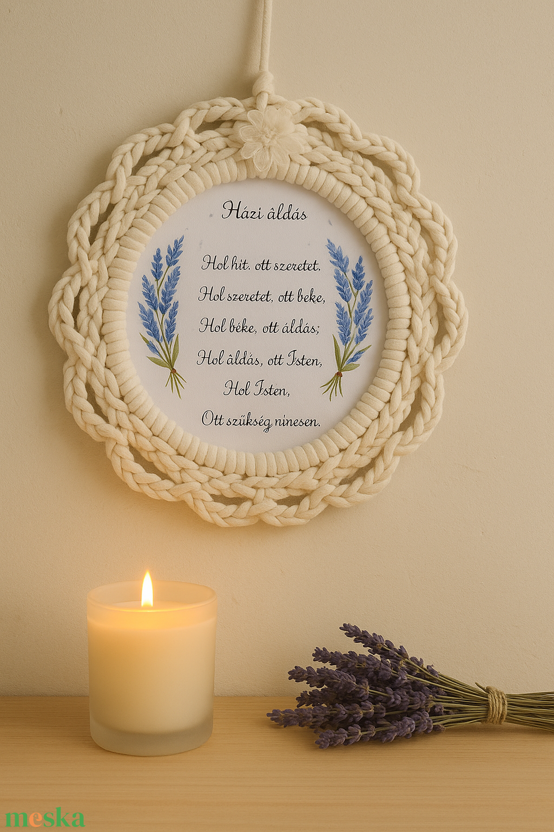 Házi áldás. Kézzel horgolt, természetes árnyalatú falikép a klasszikus Házi áldás szövegével.  - karácsony - karácsonyi ajándékozás - karácsonyi ajándékcsomagolás - Meska.hu Házi áldás. Kézzel horgolt, természetes árnyalatú falikép a klasszikus Házi áldás szövegével.  - karácsony - karácsonyi ajándékozás - karácsonyi ajándékcsomagolás - Meska.hu