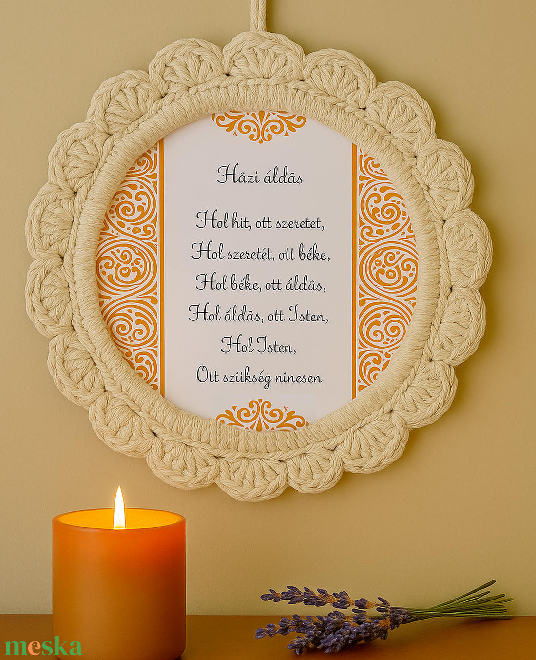 Házi áldás. Kézzel horgolt, természetes árnyalatú falikép a klasszikus Házi áldás szövegével.  - karácsony - karácsonyi ajándékozás - karácsonyi ajándékcsomagolás - Meska.hu Házi áldás. Kézzel horgolt, természetes árnyalatú falikép a klasszikus Házi áldás szövegével.  - karácsony - karácsonyi ajándékozás - karácsonyi ajándékcsomagolás - Meska.hu