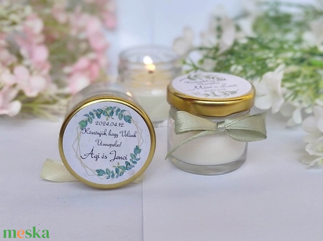 Illatos Szójaviasz gyertya , mézes  köszönetajándék köszönet ajándék vendégeknek,köszönőajándék ,köszönőajándék - esküvő - emlék & ajándék - köszönőajándék - Meska.hu