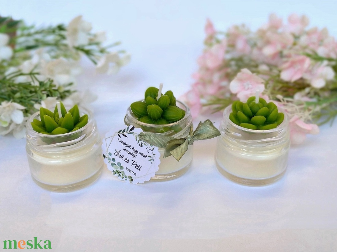 Kövirózsás köszönetajándék gyertya köszönetajándék köszönet ajándék vendégeknek - esküvő - emlék & ajándék - köszönőajándék - Meska.hu