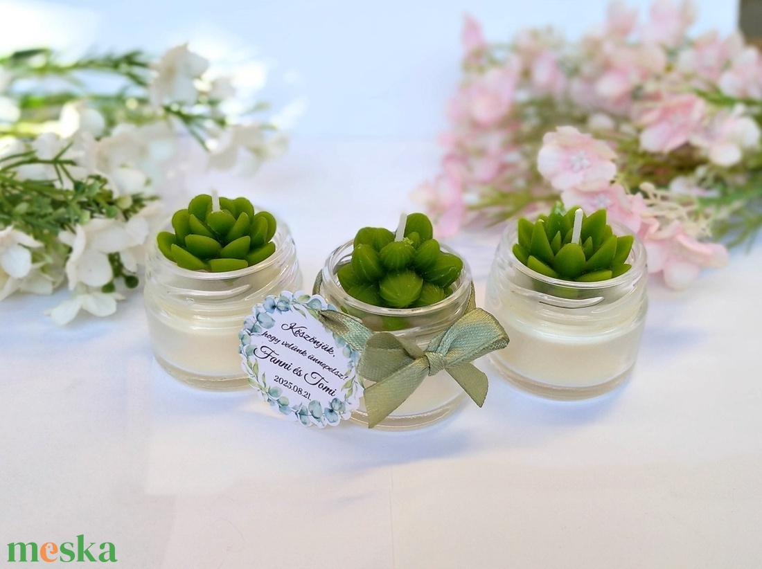 Kövirózsás köszönetajándék gyertya köszönetajándék köszönet ajándék vendégeknek - esküvő - emlék & ajándék - köszönőajándék - Meska.hu