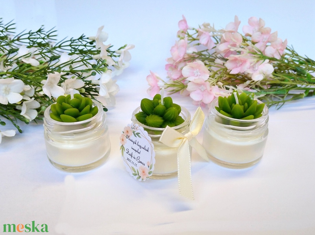 Kövirózsás köszönetajándék gyertya köszönetajándék köszönet ajándék vendégeknek - esküvő - emlék & ajándék - köszönőajándék - Meska.hu