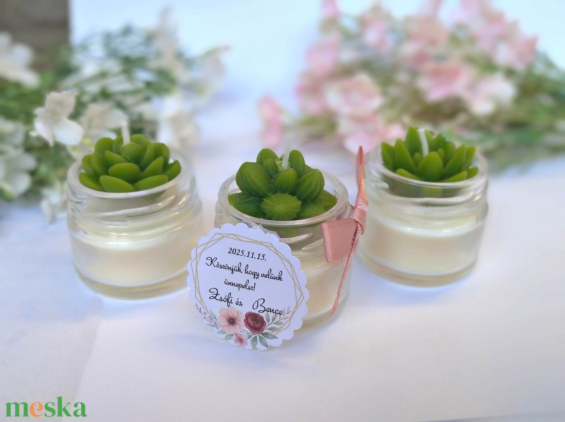 Kövirózsás köszönetajándék gyertya köszönetajándék köszönet ajándék vendégeknek - esküvő - emlék & ajándék - köszönőajándék - Meska.hu