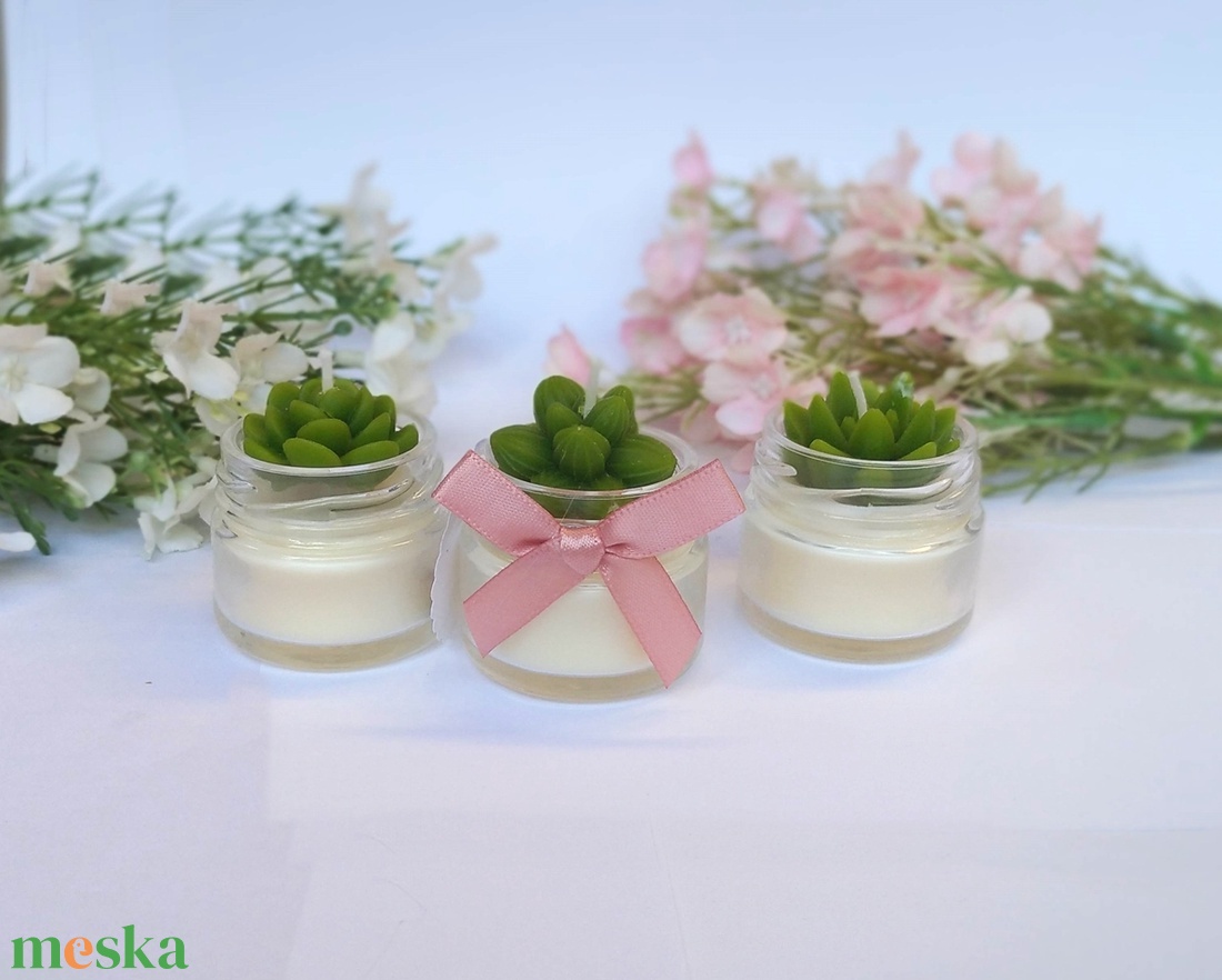 Kövirózsás köszönetajándék gyertya köszönetajándék köszönet ajándék vendégeknek - esküvő - emlék & ajándék - köszönőajándék - Meska.hu
