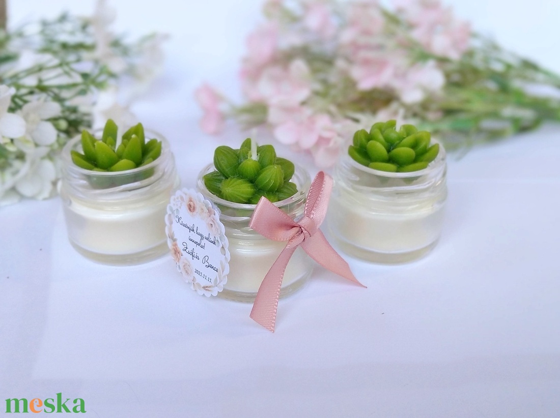 Kövirózsás köszönetajándék gyertya köszönetajándék köszönet ajándék vendégeknek - esküvő - emlék & ajándék - köszönőajándék - Meska.hu