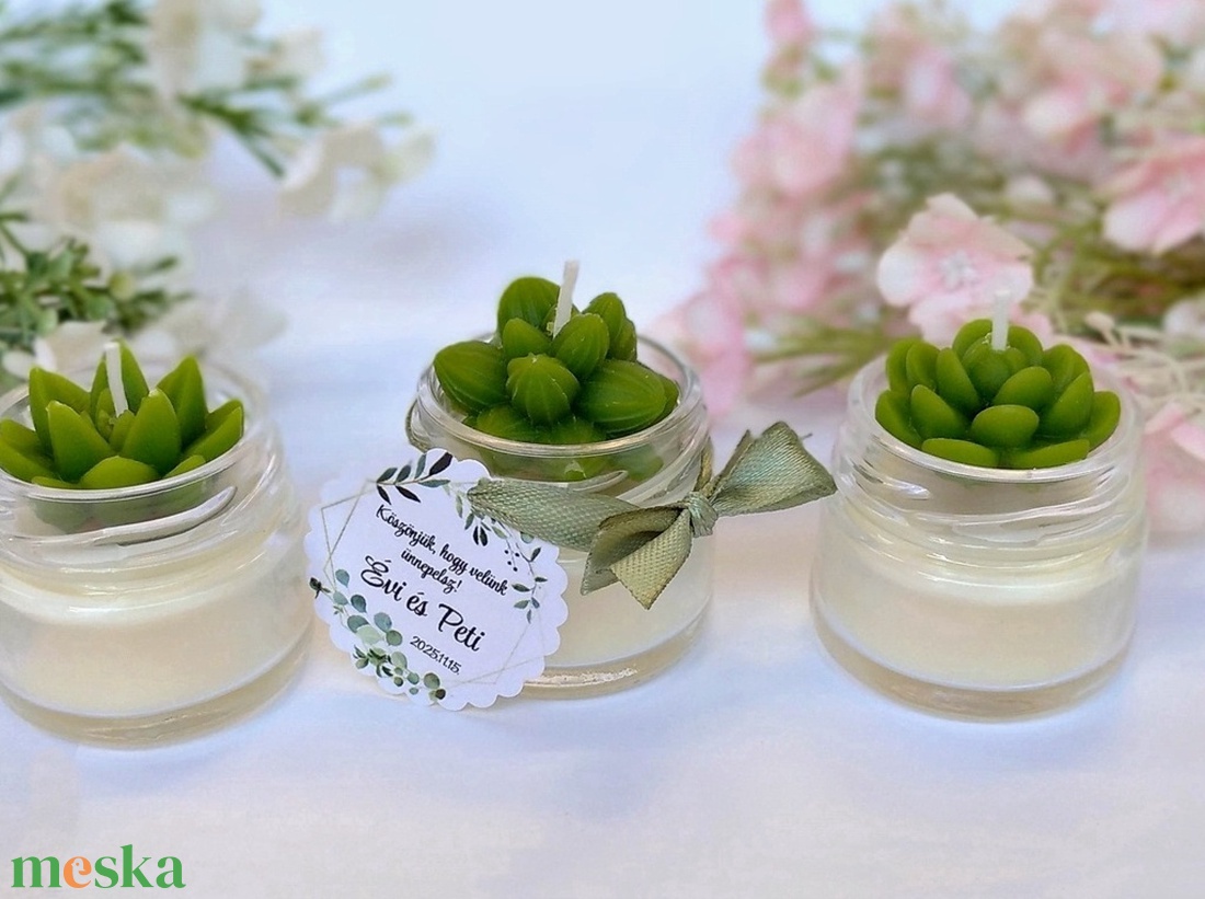 Kövirózsás köszönetajándék gyertya köszönetajándék köszönet ajándék vendégeknek - esküvő - emlék & ajándék - köszönőajándék - Meska.hu