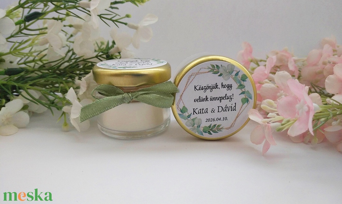 Szójaviasz gyertya - mézes köszönet ajándék   köszönetajándék vendégeknek,köszönőajándék ,köszönőajándék - esküvő - emlék & ajándék - köszönőajándék - Meska.hu