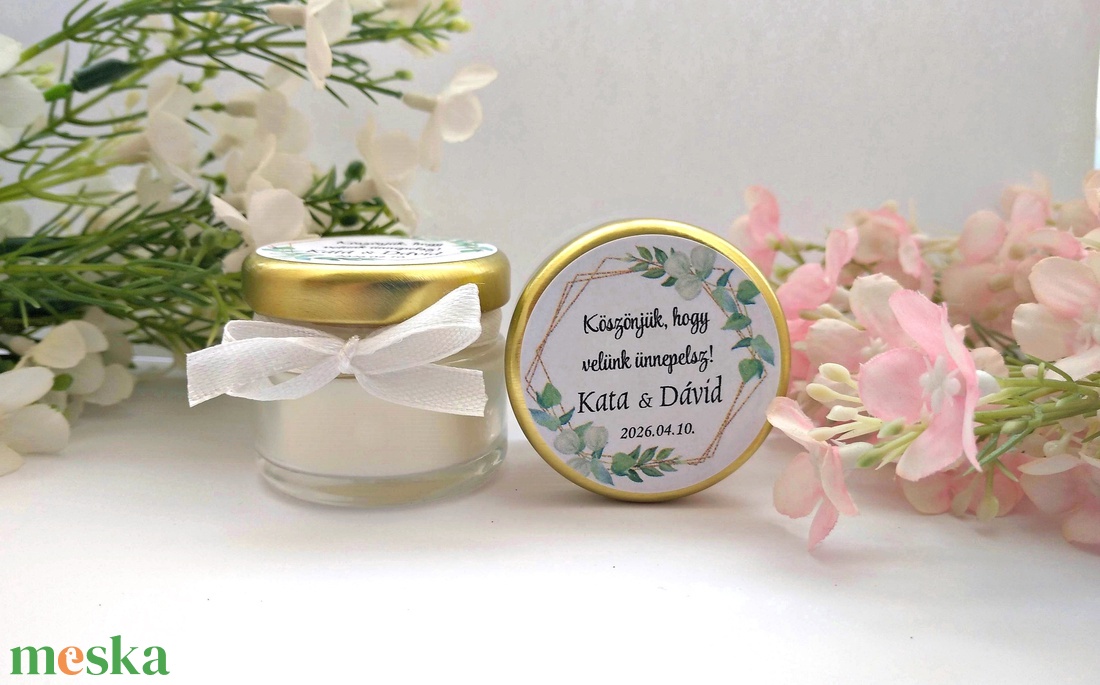 Szójaviasz gyertya - mézes köszönet ajándék   köszönetajándék vendégeknek,köszönőajándék ,köszönőajándék - esküvő - emlék & ajándék - köszönőajándék - Meska.hu