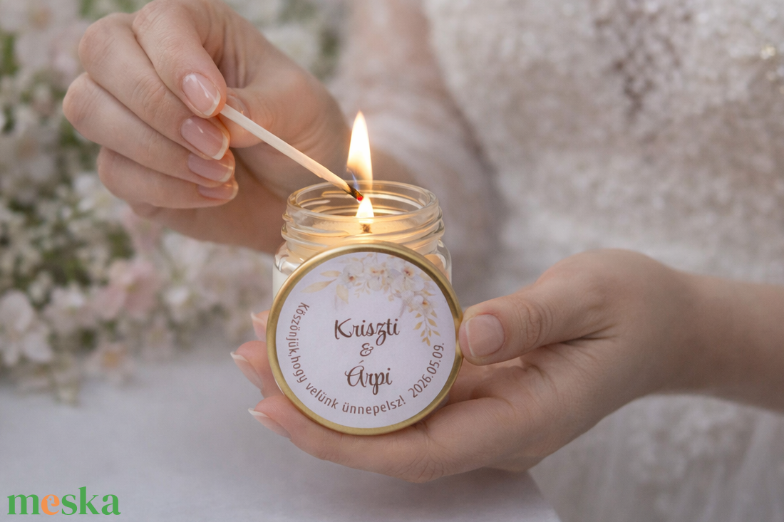 Köszönetajándék Szójaviasz gyertya - mézes köszönet ajándék   köszönetajándék vendégeknek,köszönőajándék ,köszönőajándék - esküvő - emlék & ajándék - köszönőajándék - Meska.hu