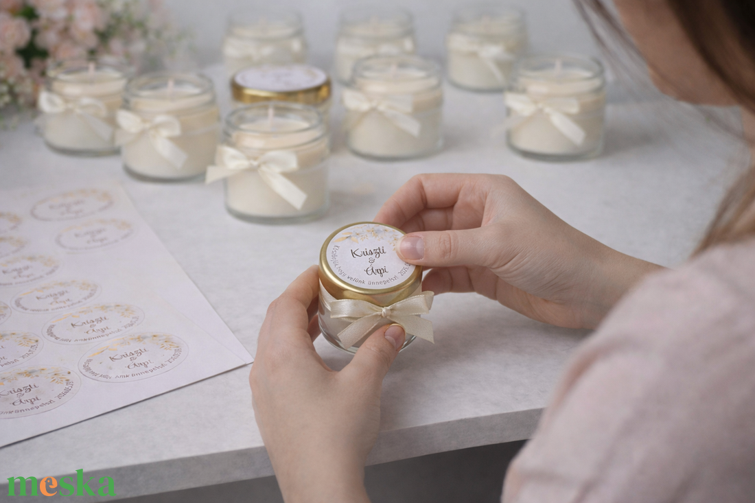 Köszönetajándék Szójaviasz gyertya - mézes köszönet ajándék   köszönetajándék vendégeknek,köszönőajándék ,köszönőajándék - esküvő - emlék & ajándék - köszönőajándék - Meska.hu