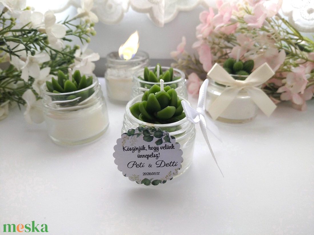  Köszönetajándék KÖVIRÓZSÁS  gyertya köszönetajándék köszönet ajándék vendégeknek - esküvő - emlék & ajándék - köszönőajándék - Meska.hu