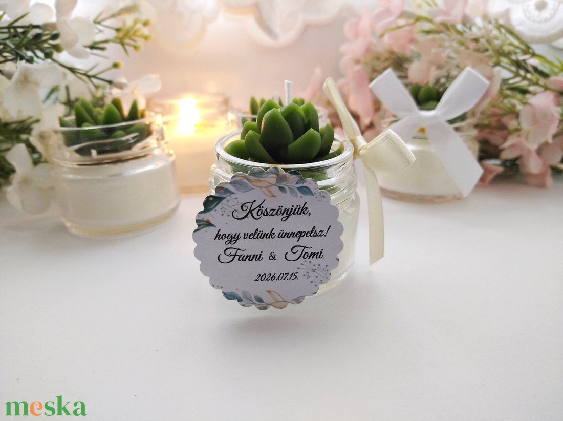 Köszönetajándék KÖVIRÓZSÁS  gyertya köszönetajándék köszönet ajándék vendégeknek - esküvő - emlék & ajándék - köszönőajándék - Meska.hu