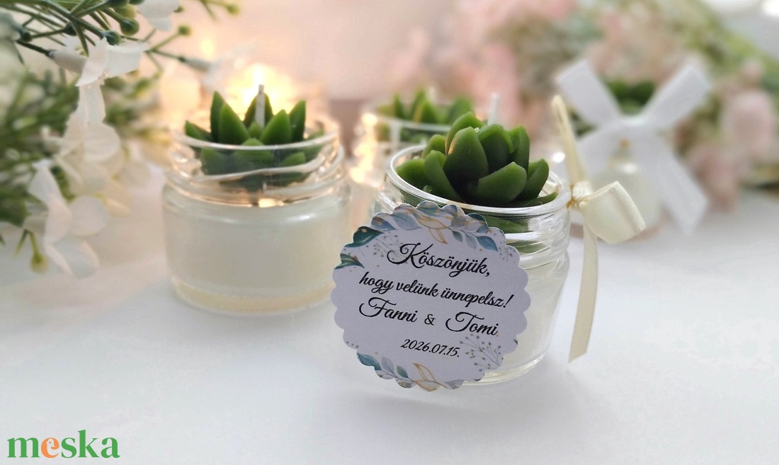  Köszönetajándék KÖVIRÓZSÁS  gyertya köszönetajándék köszönet ajándék vendégeknek - esküvő - emlék & ajándék - köszönőajándék - Meska.hu