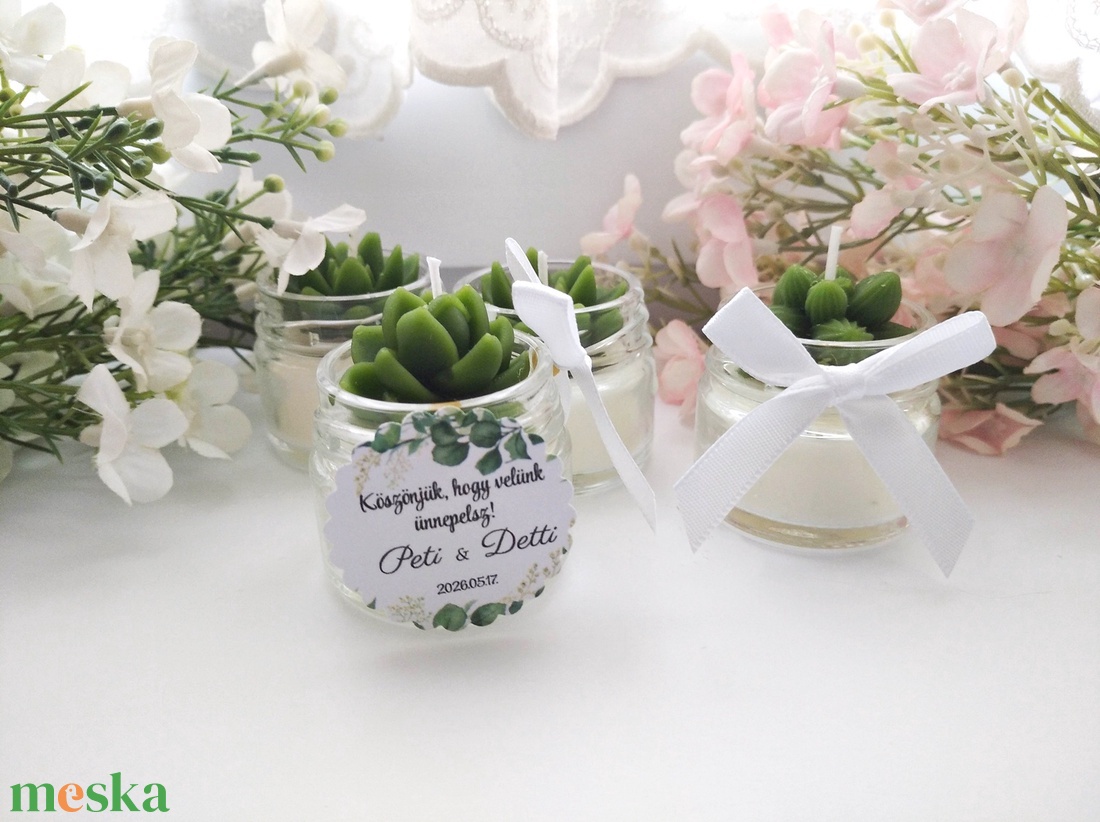  Köszönetajándék KÖVIRÓZSÁS  gyertya köszönetajándék köszönet ajándék vendégeknek - esküvő - emlék & ajándék - köszönőajándék - Meska.hu