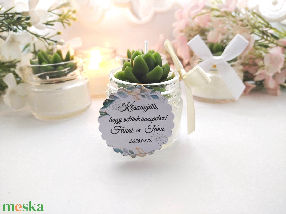  Köszönetajándék KÖVIRÓZSÁS  gyertya köszönetajándék köszönet ajándék vendégeknek - esküvő - emlék & ajándék - köszönőajándék - Meska.hu