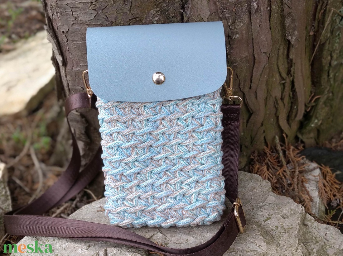 Horgolt válltáska, telefontáska, telefontartó, fesztiváltáska - táska & tok - pénztárca & más tok - telefontok - Meska.hu