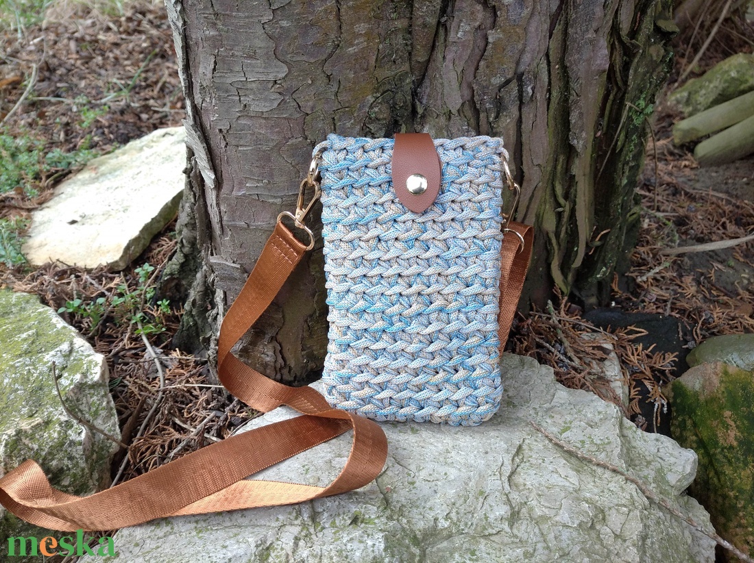 Horgolt válltáska, telefontáska, telefontartó, fesztiváltáska - táska & tok - pénztárca & más tok - telefontok - Meska.hu