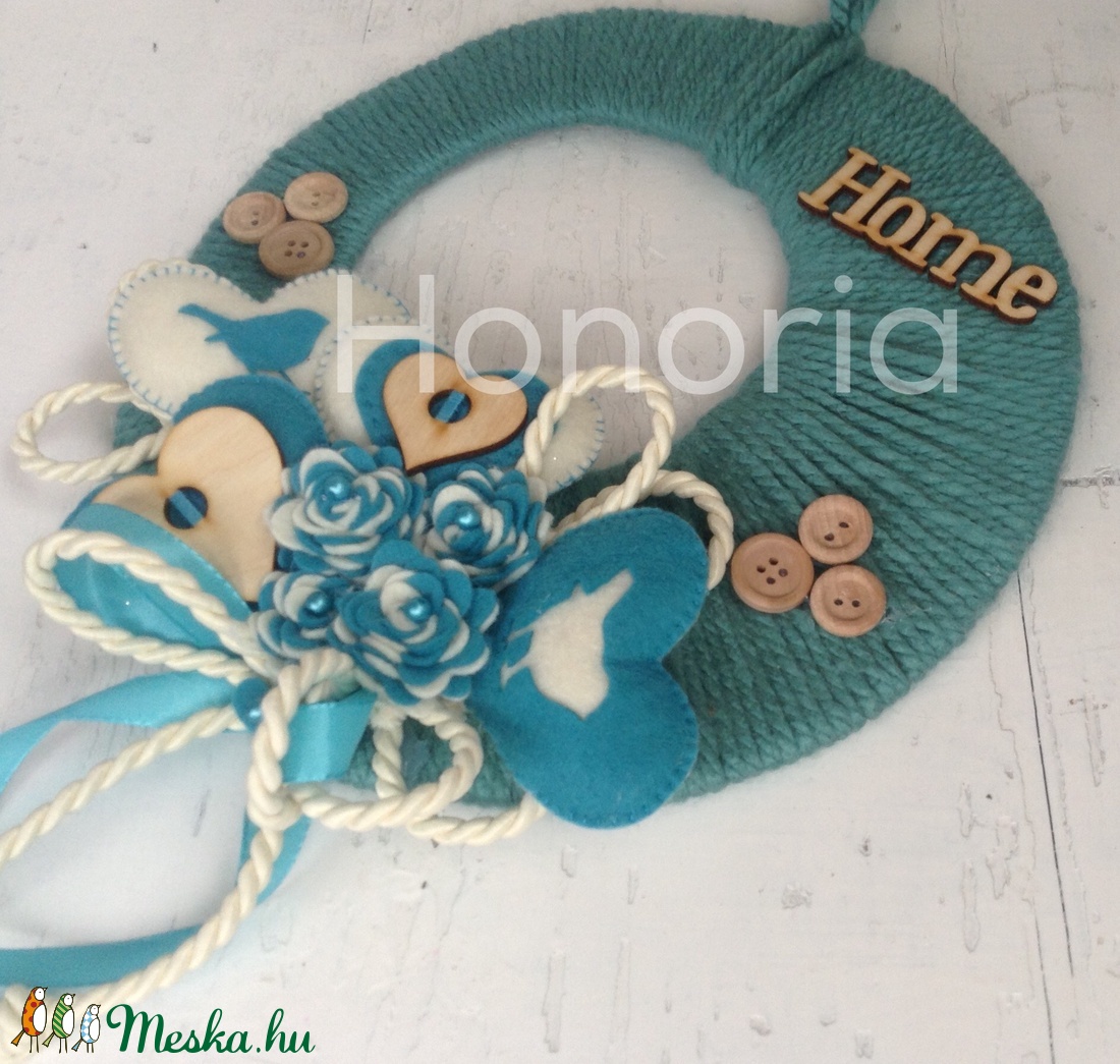 HOME-türkiz-krém-AJTÓDÍSZ - - Meska.hu HOME-türkiz-krém-AJTÓDÍSZ - - Meska.hu
