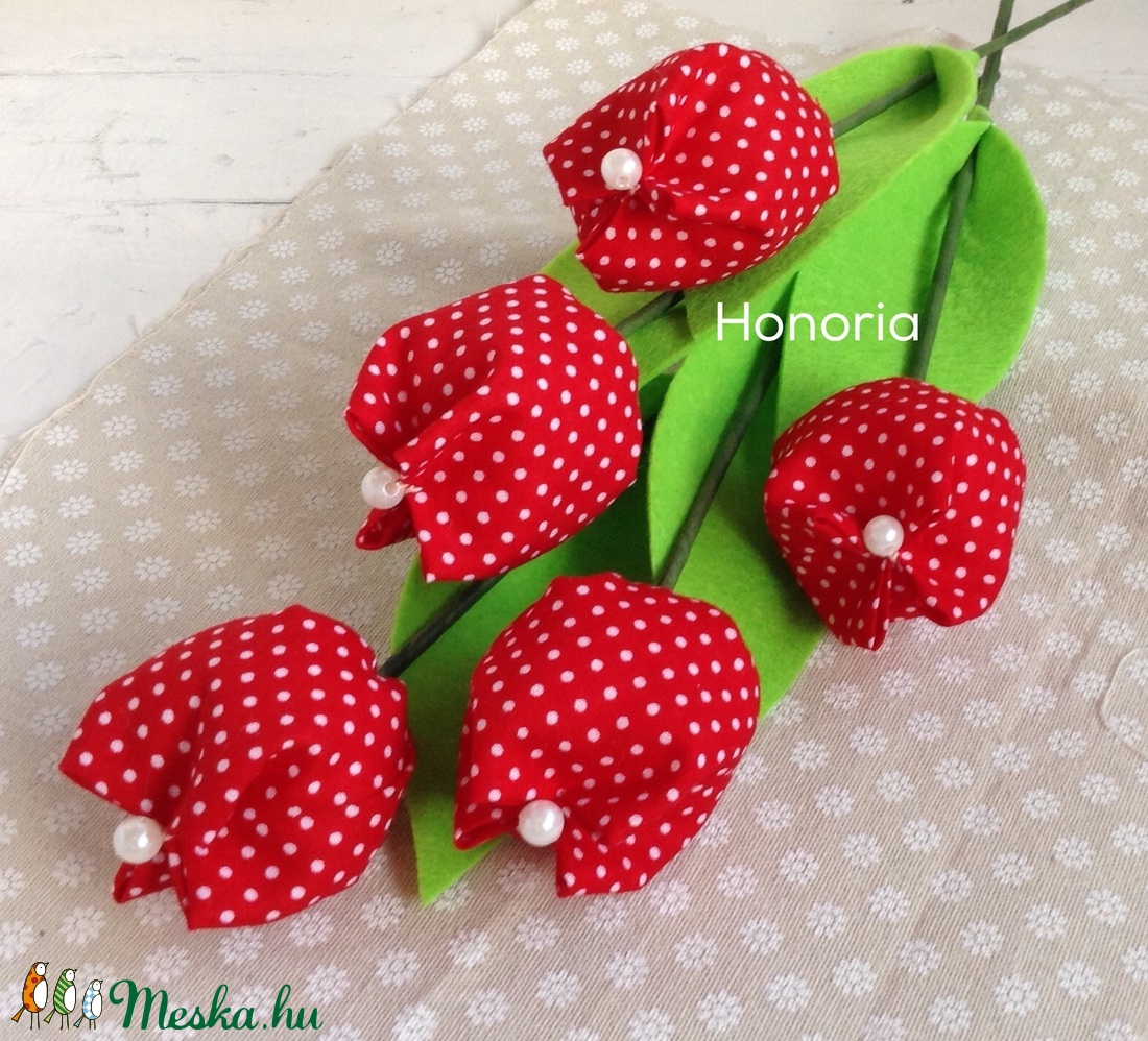 Piros pöttyös tulipánok (5 db) -pöttyös - - Meska.hu Piros pöttyös tulipánok (5 db) -pöttyös - - Meska.hu