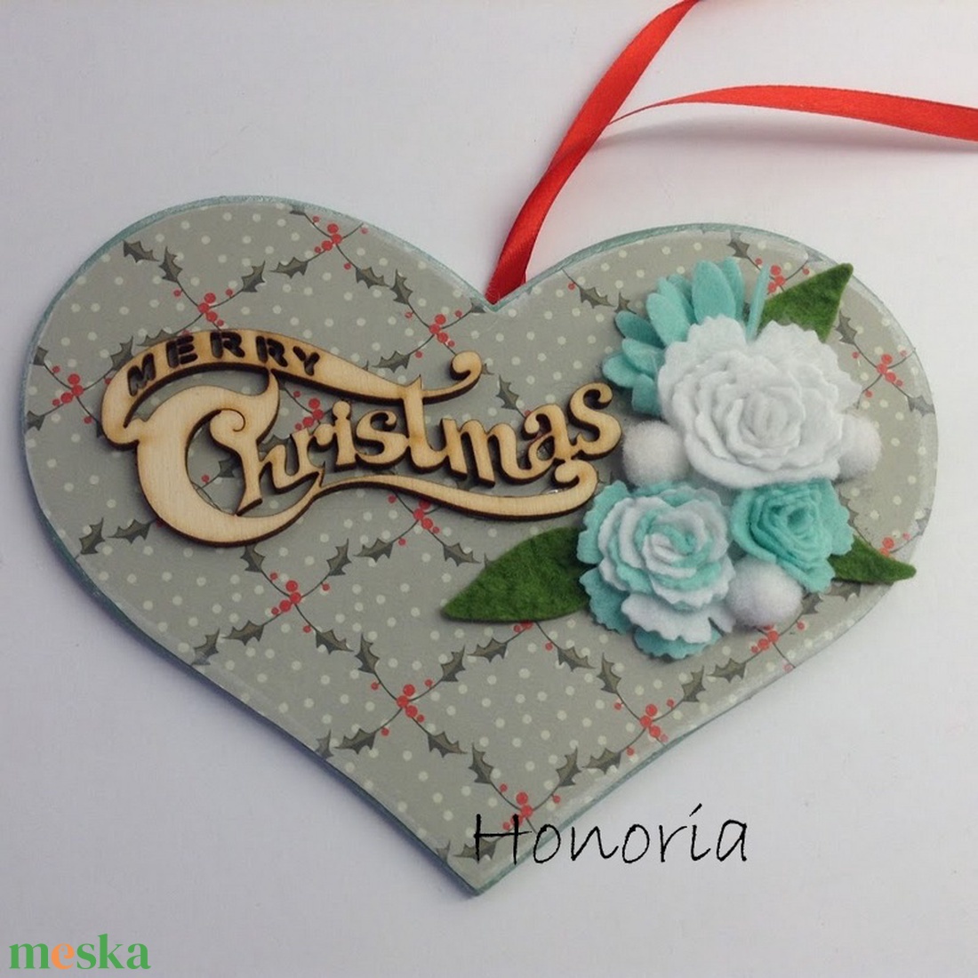 Merry Christmas...-SZÍV ajtódísz-filcvirággal - karácsony - adventi díszek - adventi ajtódísz - Meska.hu Merry Christmas...-SZÍV ajtódísz-filcvirággal - karácsony - adventi díszek - adventi ajtódísz - Meska.hu