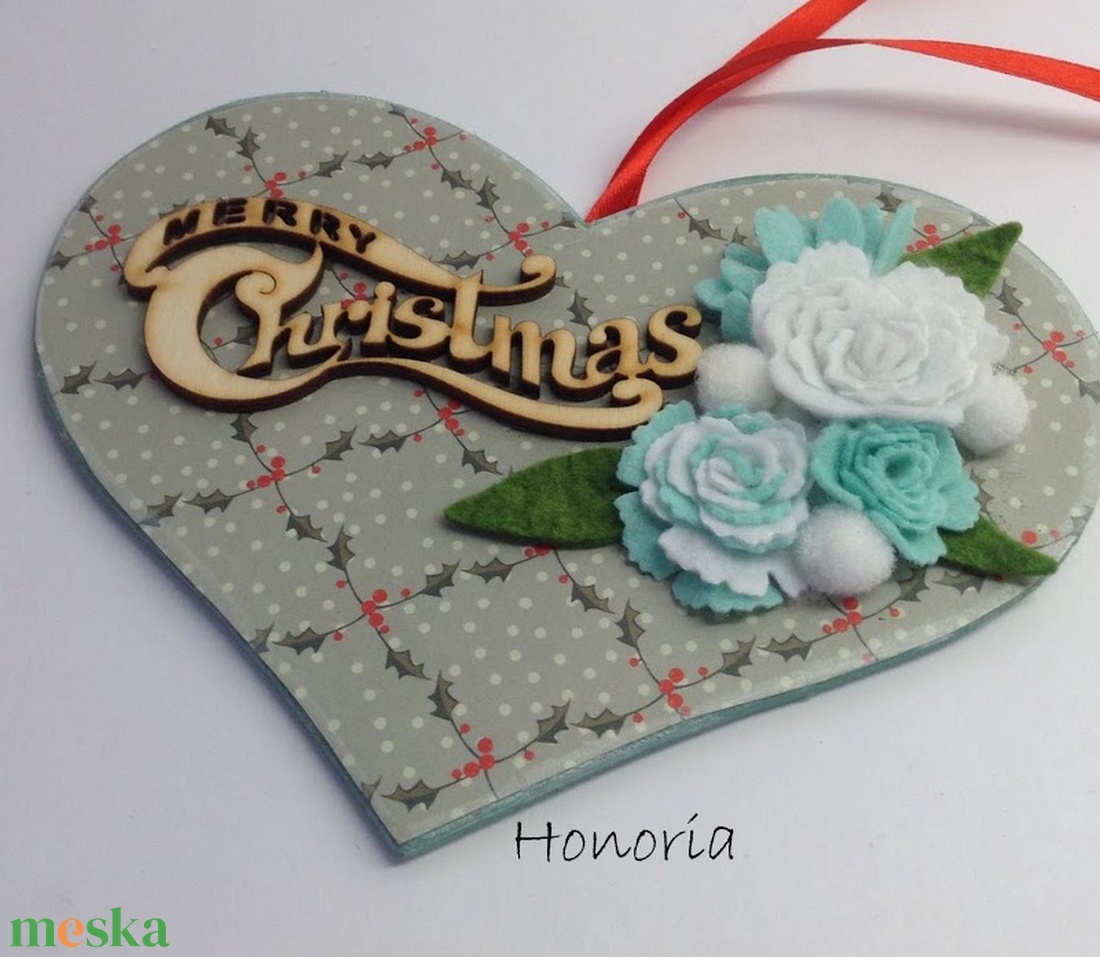 Merry Christmas...-SZÍV ajtódísz-filcvirággal - karácsony - adventi díszek - adventi ajtódísz - Meska.hu Merry Christmas...-SZÍV ajtódísz-filcvirággal - karácsony - adventi díszek - adventi ajtódísz - Meska.hu