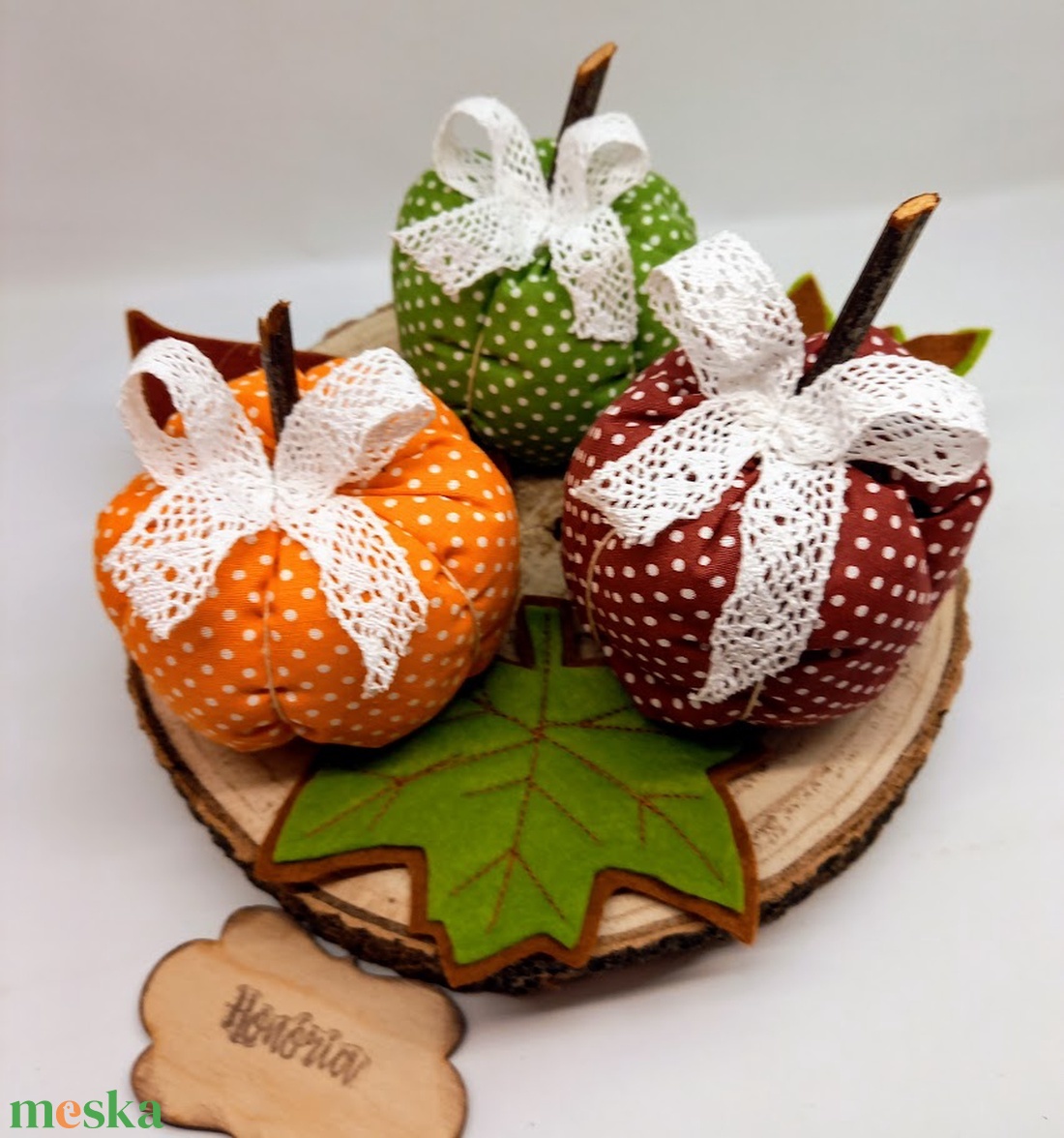 Textil TÖK-  Pöttyösök III. (3db+3 db levél) - otthon & életmód - dekoráció - asztal és polc dekoráció - asztaldísz - Meska.hu