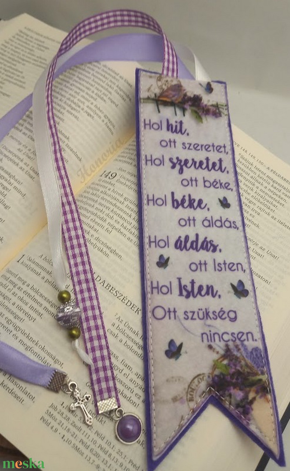 Keresztény,igés könyvjelző, Levendulás Házi Áldás mintával - könyv & zene - könyvjelző - Meska.hu Keresztény,igés könyvjelző, Levendulás Házi Áldás mintával - könyv & zene - könyvjelző - Meska.hu