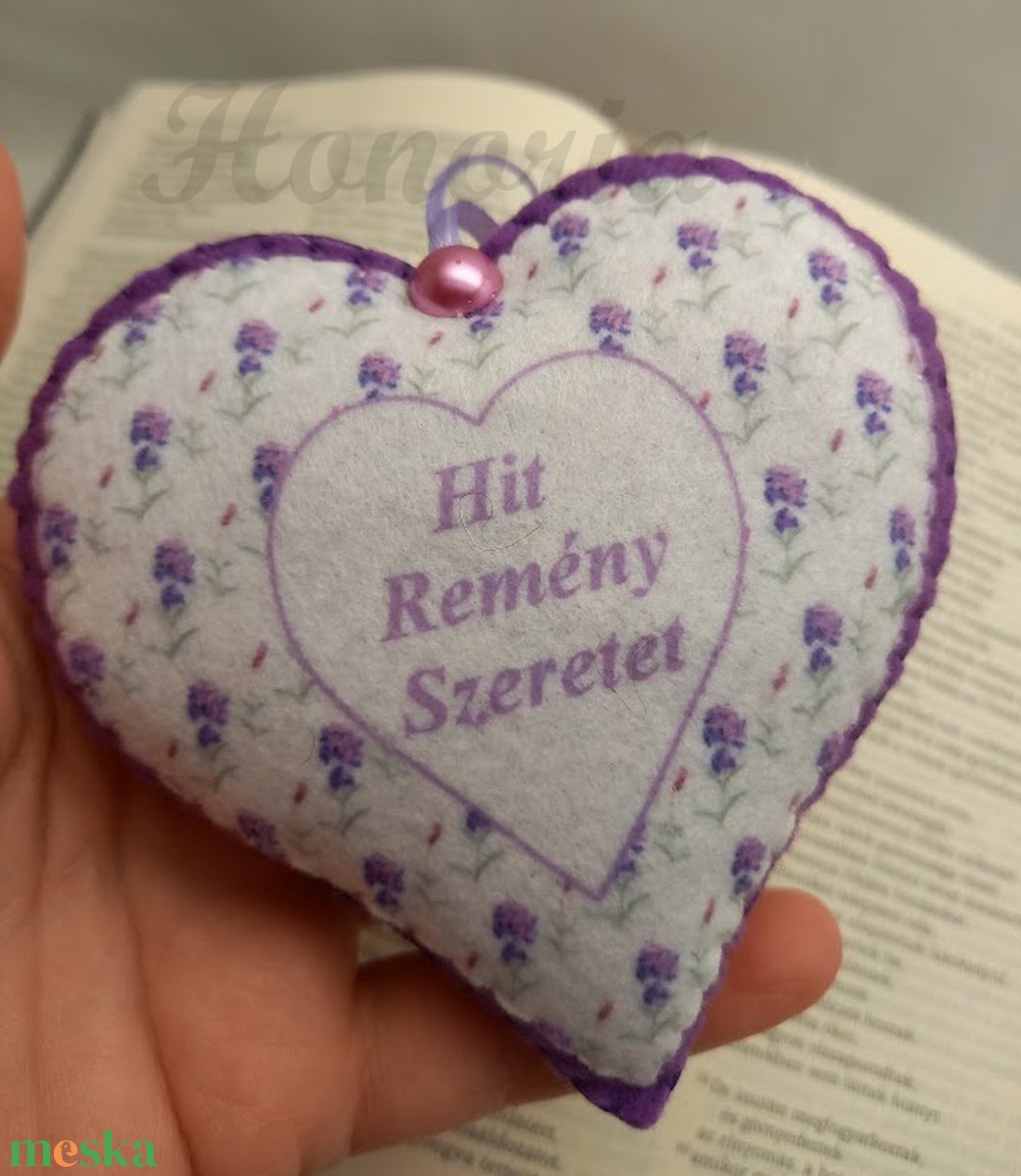 Levendulás szív-Keresztény igével- Hit, Remény, Szeretet - otthon & életmód - gyertya, illat, aroma - illatzsák - Meska.hu
