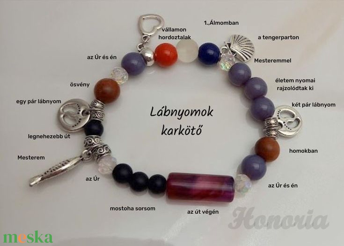 Lábnyomok - keresztény történet karkötő-Lila - ékszer - karkötő - charm karkötő - Meska.hu Lábnyomok - keresztény történet karkötő-Lila - ékszer - karkötő - charm karkötő - Meska.hu