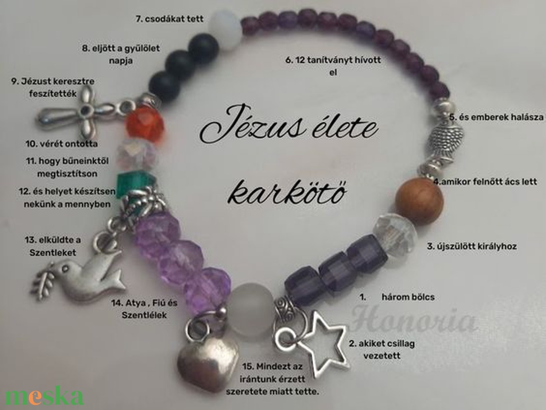 Jézus élete - keresztény történet karkötő-lila-32 - ékszer - karkötő - charm karkötő - Meska.hu Jézus élete - keresztény történet karkötő-lila-32 - ékszer - karkötő - charm karkötő - Meska.hu