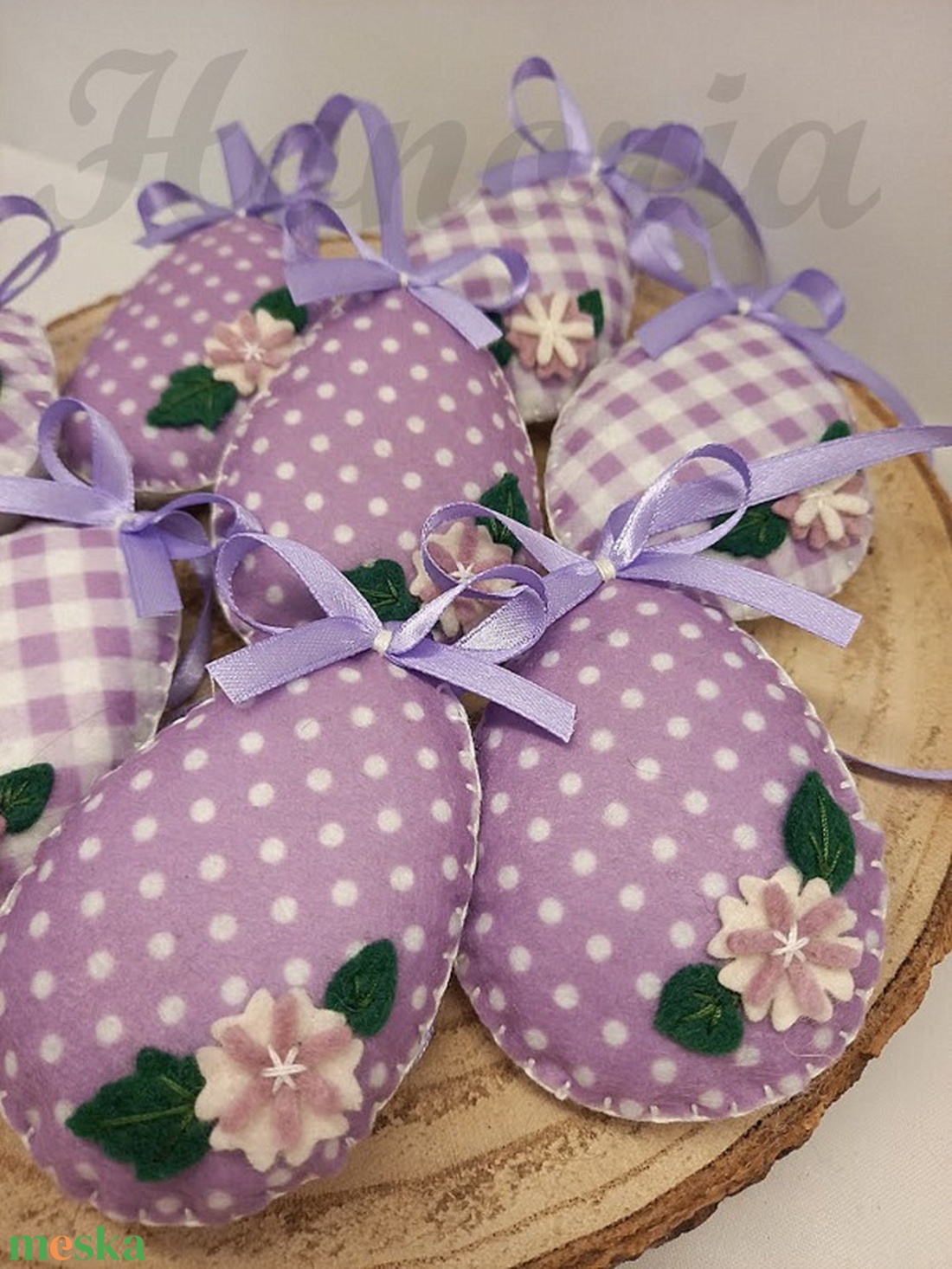 Húsvéti tojás, pöttyös,kockás - levendula lila -  8 db - otthon & életmód - dekoráció - fali és függő dekoráció - függődísz - Meska.hu