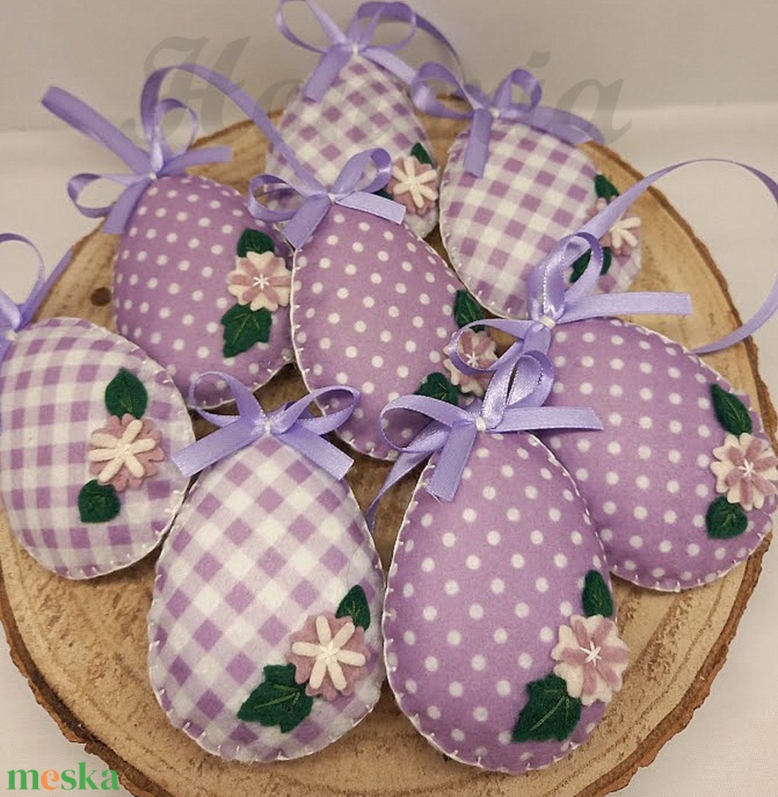 Húsvéti tojás, pöttyös,kockás - levendula lila -  8 db - otthon & életmód - dekoráció - fali és függő dekoráció - függődísz - Meska.hu
