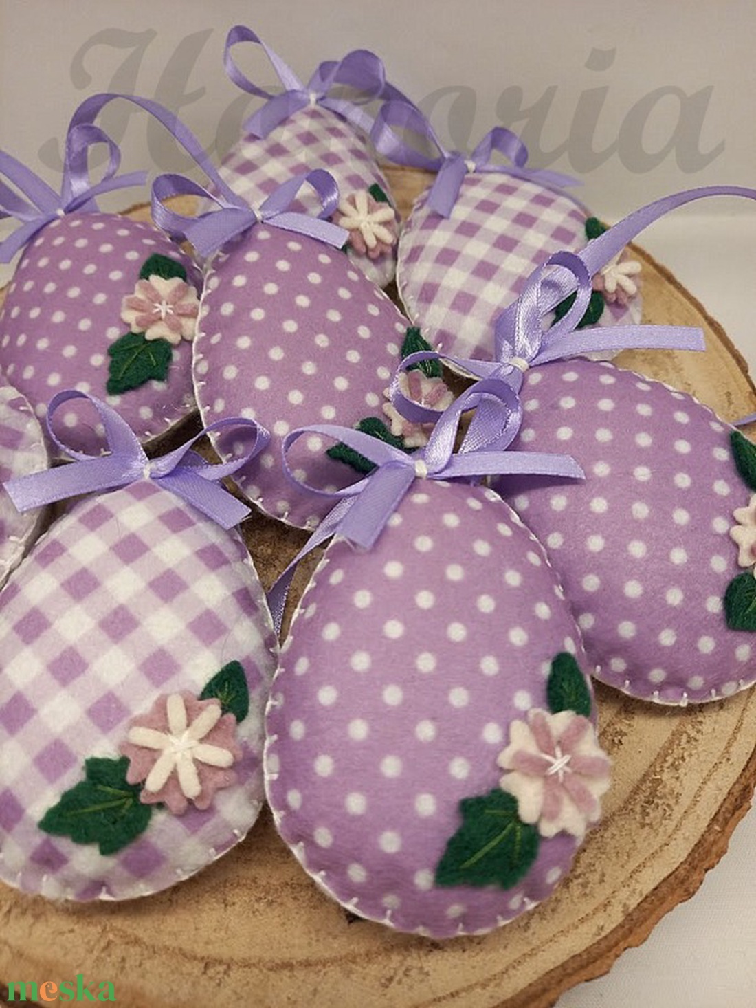 Húsvéti tojás, pöttyös,kockás - levendula lila -  8 db - otthon & életmód - dekoráció - fali és függő dekoráció - függődísz - Meska.hu
