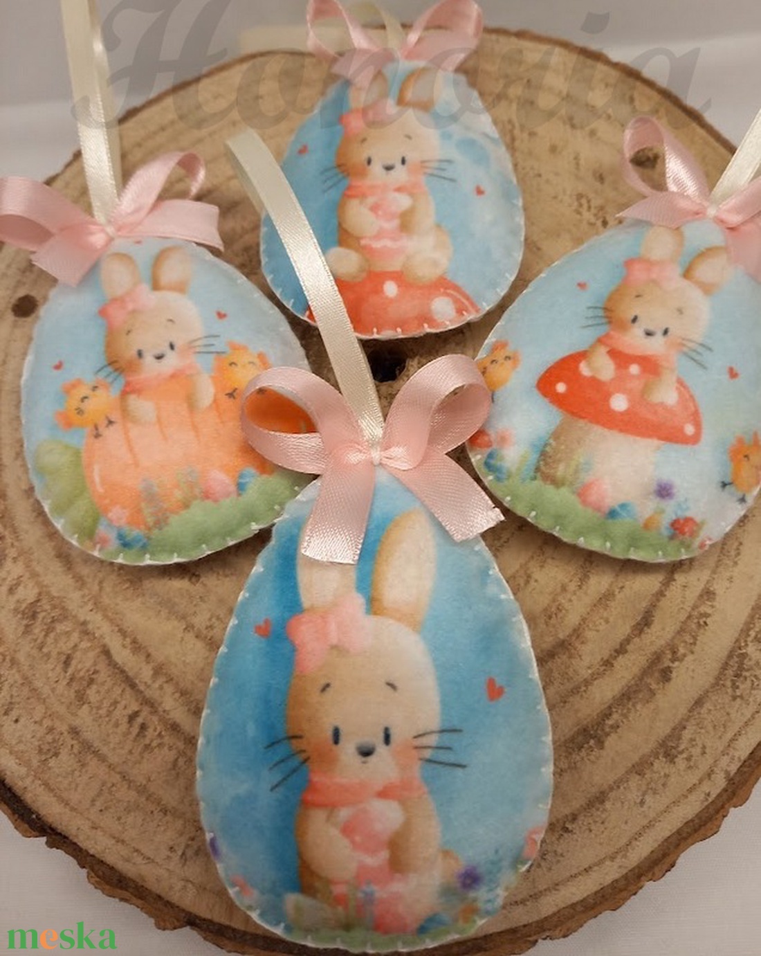 Tojások filcből-nyuszikákkal (4db) - otthon & életmód - dekoráció - fali és függő dekoráció - függődísz - Meska.hu