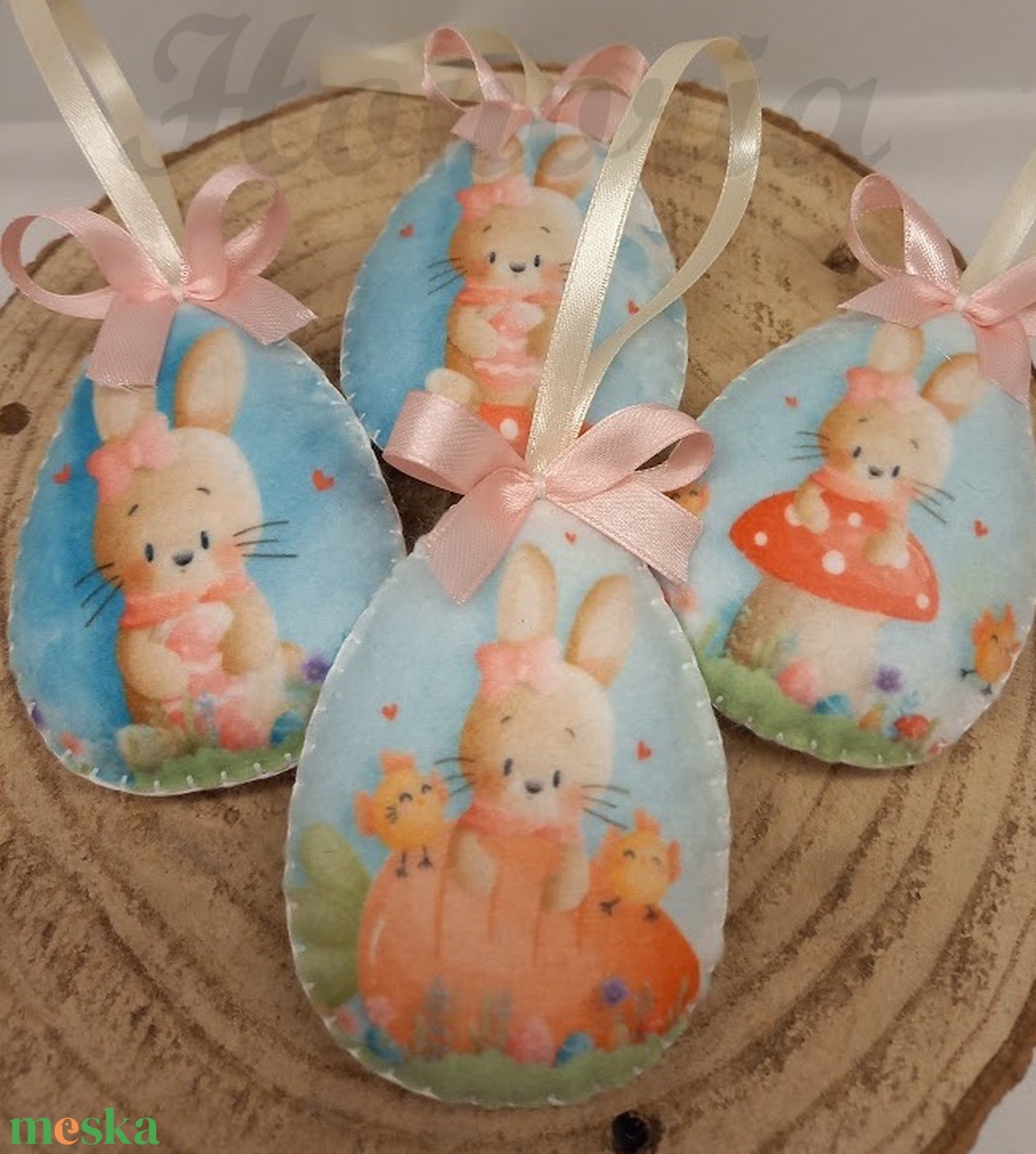 Tojások filcből-nyuszikákkal (4db) - otthon & életmód - dekoráció - fali és függő dekoráció - függődísz - Meska.hu