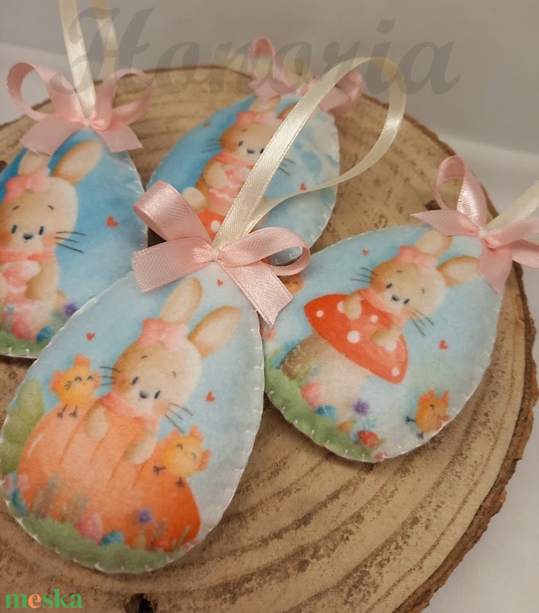 Tojások filcből-nyuszikákkal (4db) - otthon & életmód - dekoráció - fali és függő dekoráció - függődísz - Meska.hu