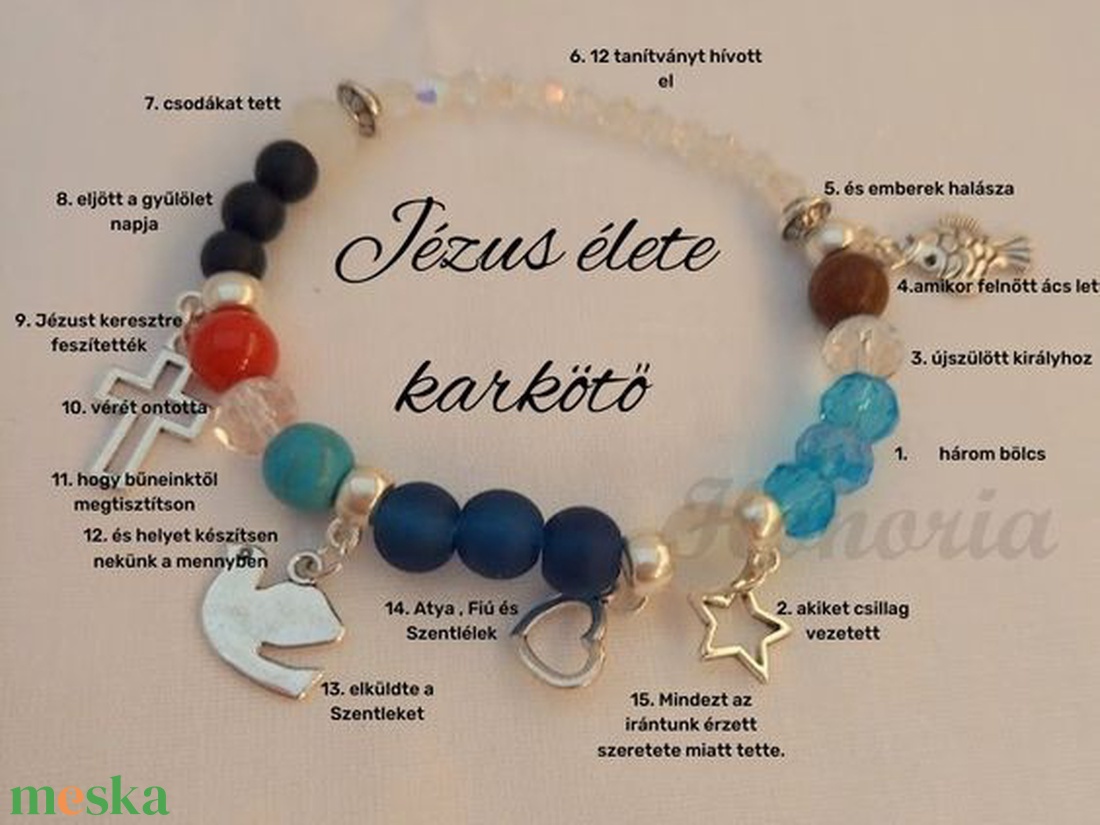 Jézus élete - keresztény történet karkötő-kék-53 - ékszer - karkötő - gyöngyös karkötő - Meska.hu Jézus élete - keresztény történet karkötő-kék-53 - ékszer - karkötő - gyöngyös karkötő - Meska.hu