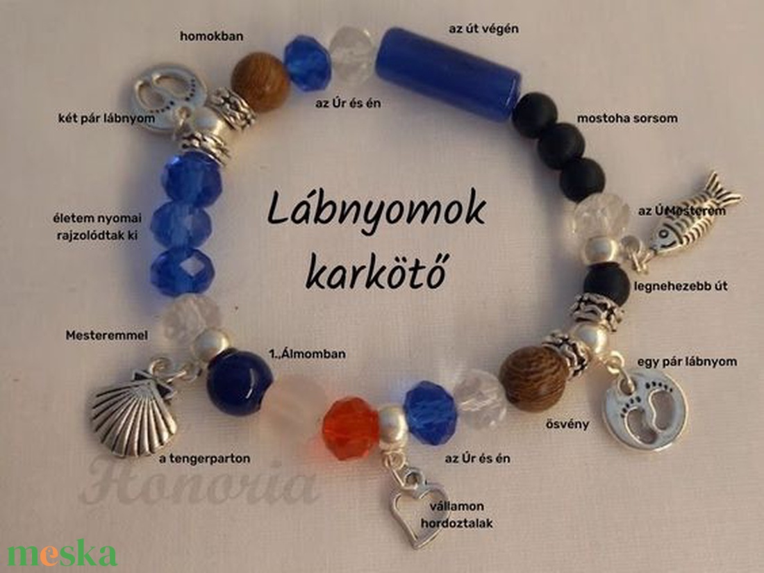 Lábnyomok - keresztény történet karkötő-kék-60 - ékszer - karkötő - gyöngyös karkötő - Meska.hu Lábnyomok - keresztény történet karkötő-kék-60 - ékszer - karkötő - gyöngyös karkötő - Meska.hu