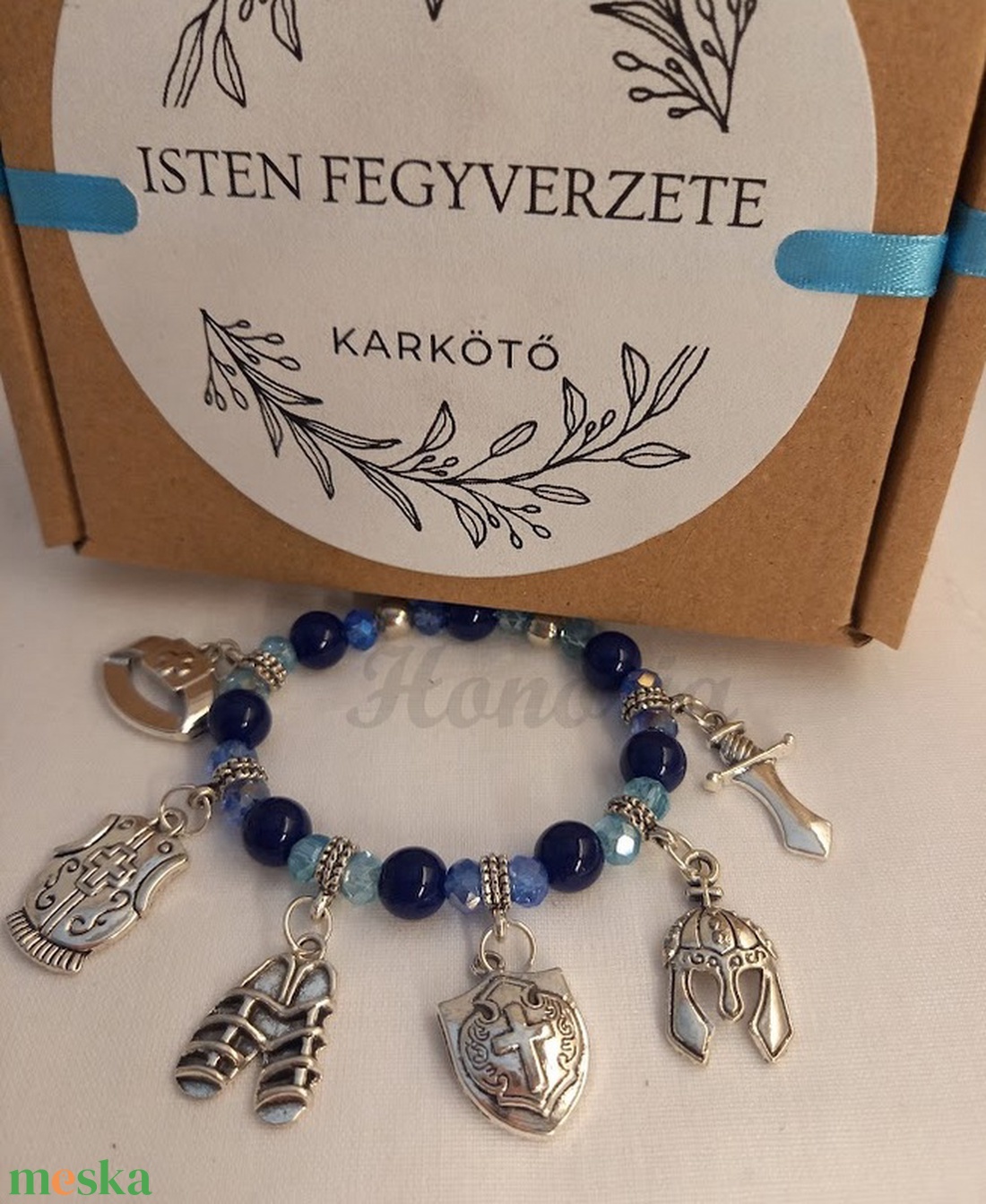 Isten fegyverzete - keresztény történet karkötő-s.kék-73 - ékszer - karkötő - gyöngyös karkötő - Meska.hu