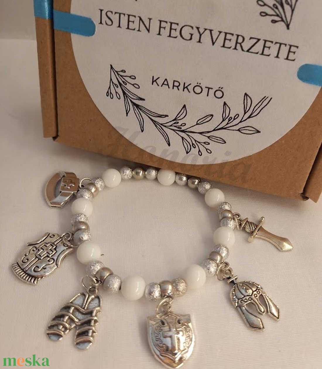Isten fegyverzete - keresztény történet karkötő-fehér/ezüst-76 - ékszer - karkötő - gyöngyös karkötő - Meska.hu Isten fegyverzete - keresztény történet karkötő-fehér/ezüst-76 - ékszer - karkötő - gyöngyös karkötő - Meska.hu