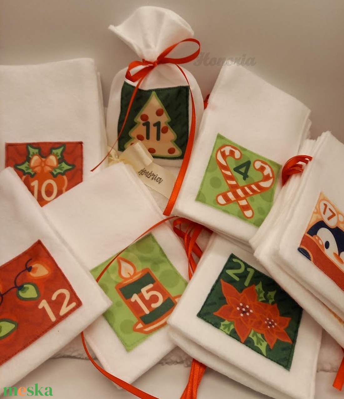 24 db filc zsákocska-ADVENTI NAPTÁR- színes (1913) - karácsony - adventi díszek - adventi naptár - Meska.hu 24 db filc zsákocska-ADVENTI NAPTÁR- színes (1913) - karácsony - adventi díszek - adventi naptár - Meska.hu