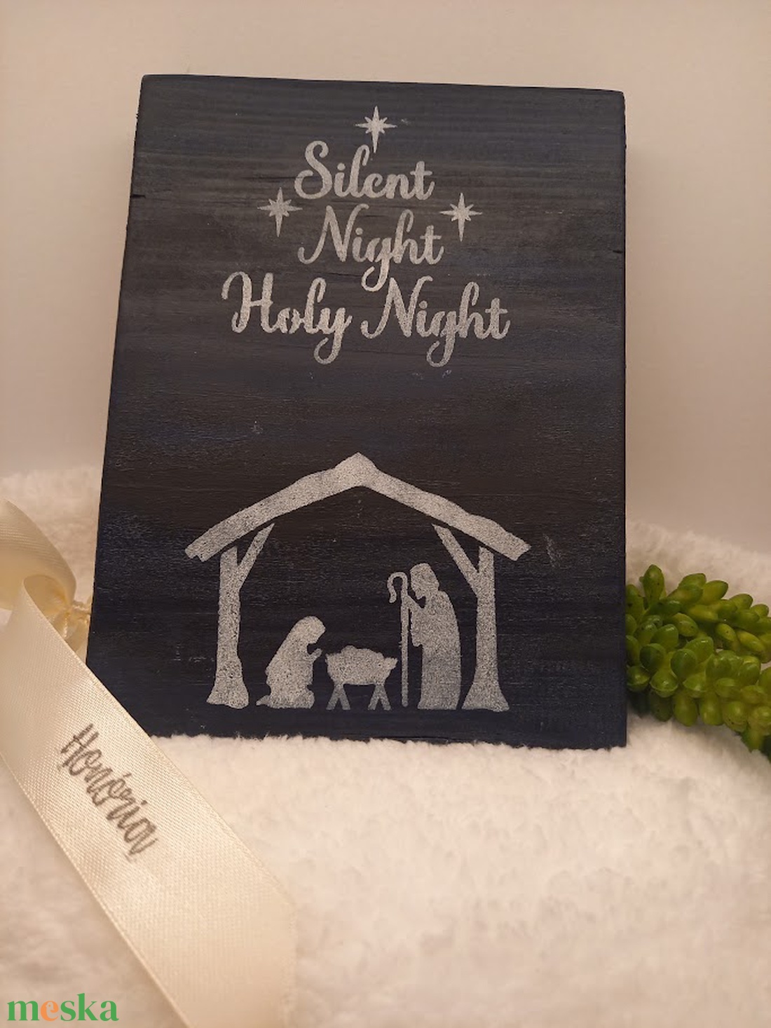 Betlehemi jászol-Silent night. Holy night-fa dekoráció - karácsony - karácsonyi lakásdekoráció - karácsonyi lakásdíszek - Meska.hu