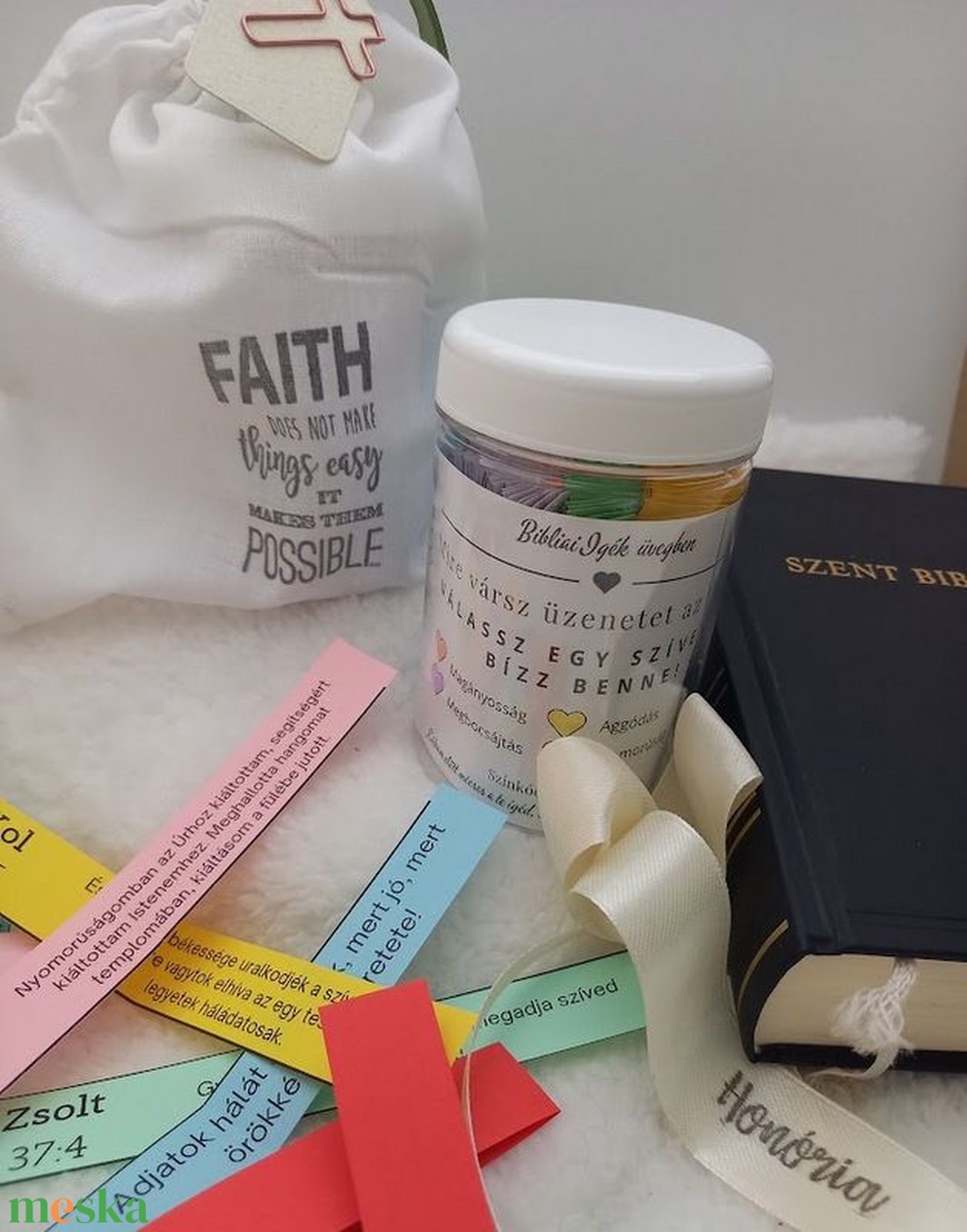 Bibliai Igék Üvegben-Színkódolt Bibliai Igék-Gift In Jar - otthon & életmód - dekoráció - dísztárgy - Meska.hu