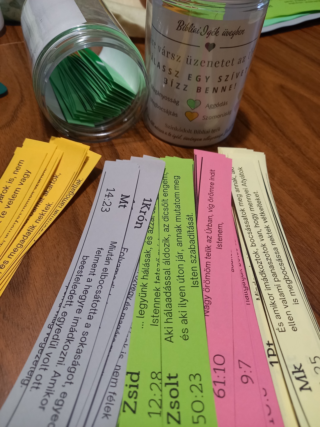 Bibliai Igék Üvegben-Színkódolt Bibliai Igék-Gift In Jar - otthon & életmód - dekoráció - dísztárgy - Meska.hu